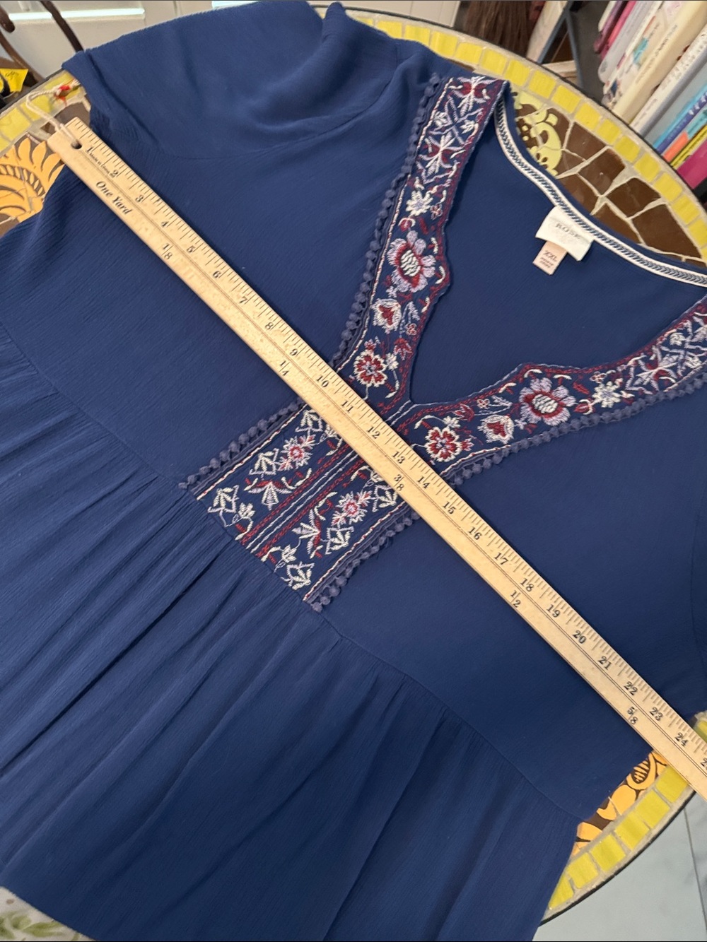 KNOX ROSE Navy Embroidered Smock Ddesd Sz: XXL - Picture 5 of 7